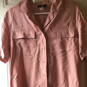 EUC Silk Encounter camp Shirt buttondown in Rose